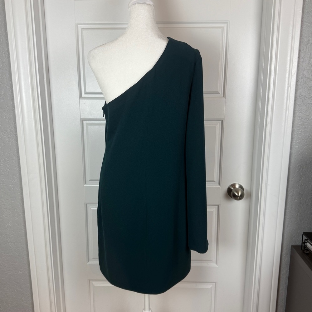 Dress the Population Heidi dark green one shoulder mini dress size Medium - Picture 5 of 8